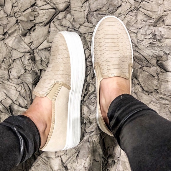TAUPE | Snakeskin Flatform Slip On Sneakers - Picture 5 of 8